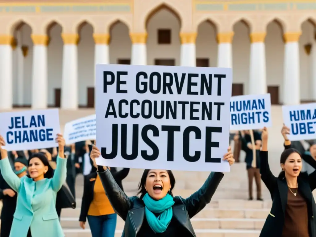 Activistas protestan pacíficamente en Uzbekistán contra el abuso de derechos humanos, mostrando determinación y pasión por la justicia