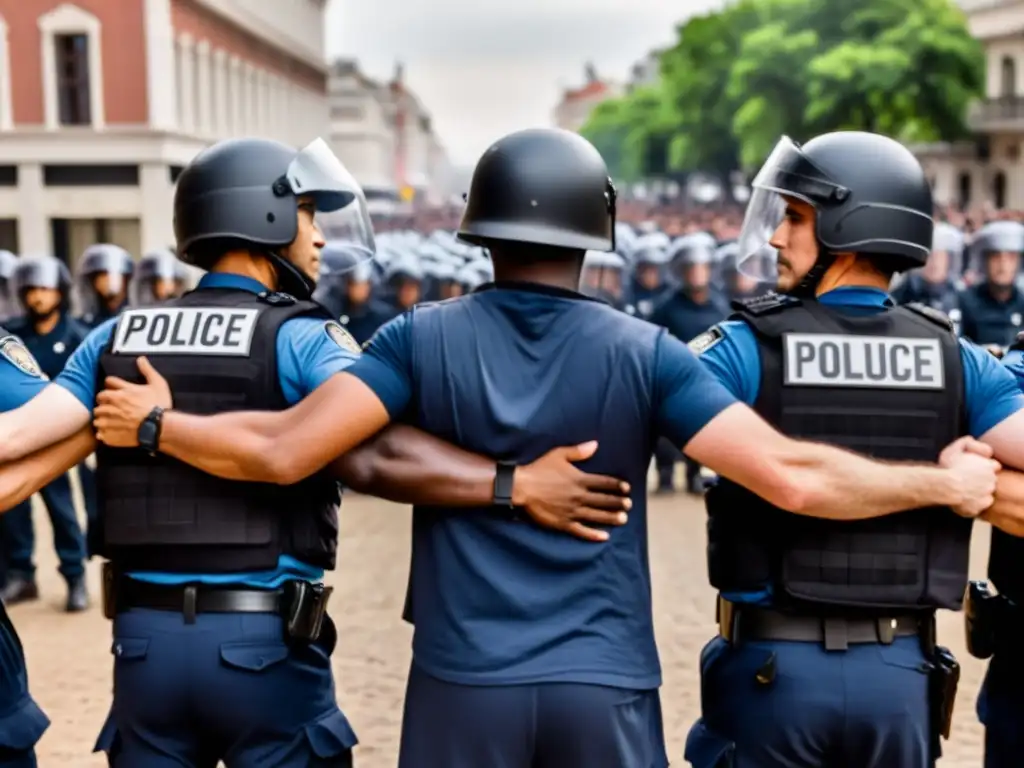 Activistas forman cadena humana frente a policías en Festival Cine Derechos Humanos Globales