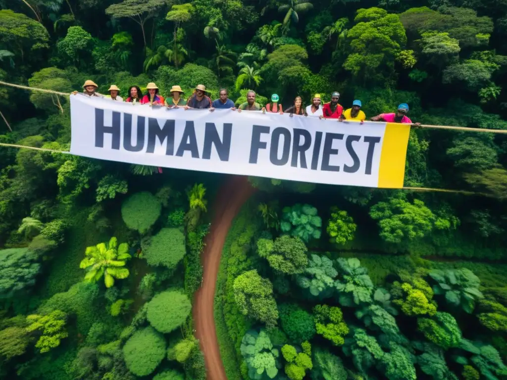 Activistas forman cadena humana para proteger la selva