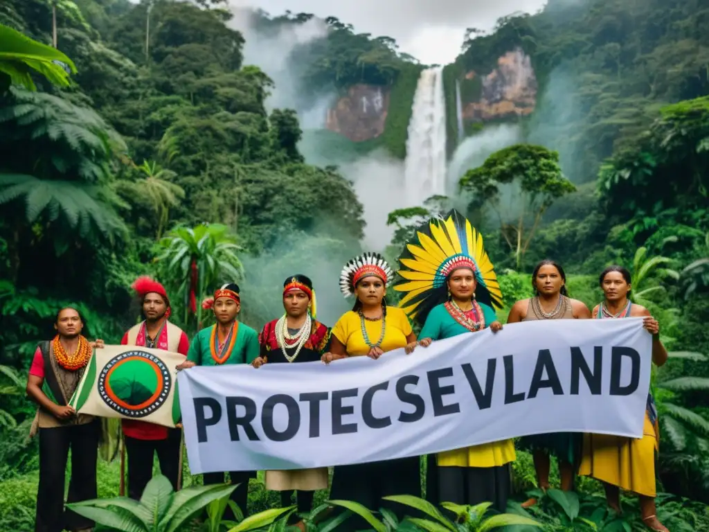 Activistas indígenas luchando por la conservación de la biodiversidad en la selva tropical