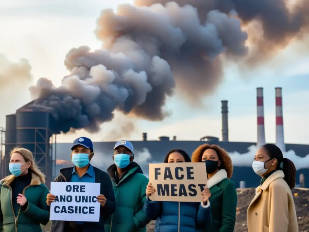 Activistas en protesta por la salud y el medio ambiente frente a fábrica contaminante