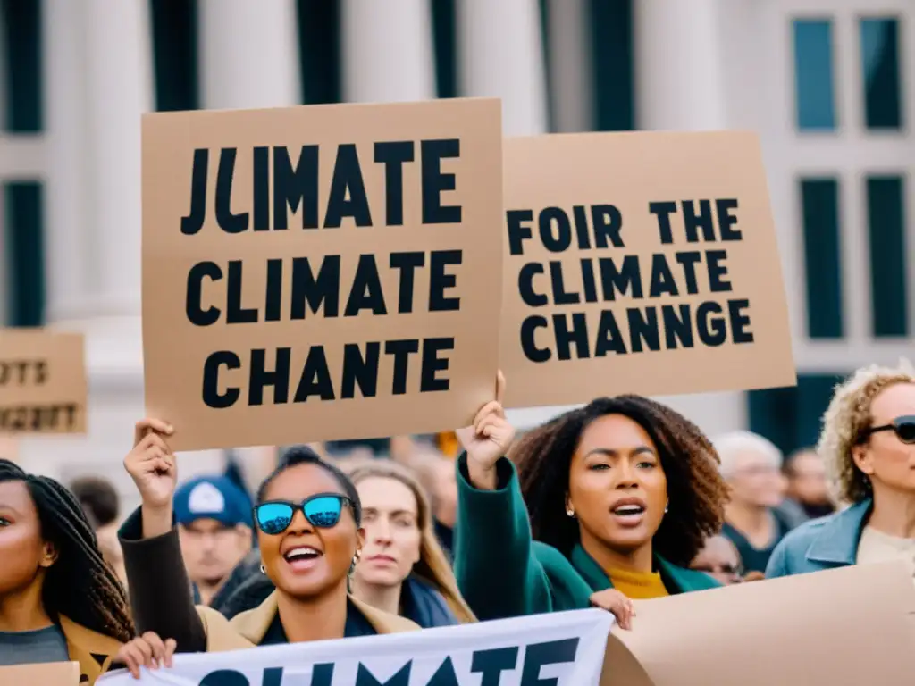 Activistas con determinación y pasión exigen Respuestas nacionales cambio climático frente a edificio gubernamental