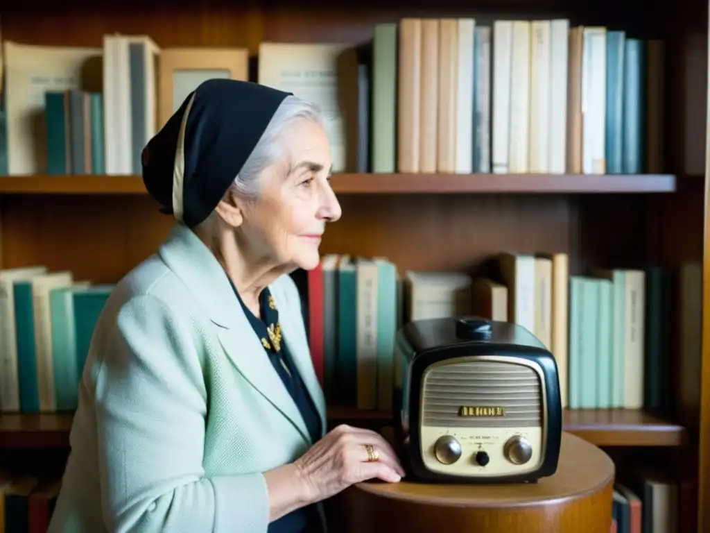 Una anciana ajusta la radio en un ambiente lleno de historia y determinación