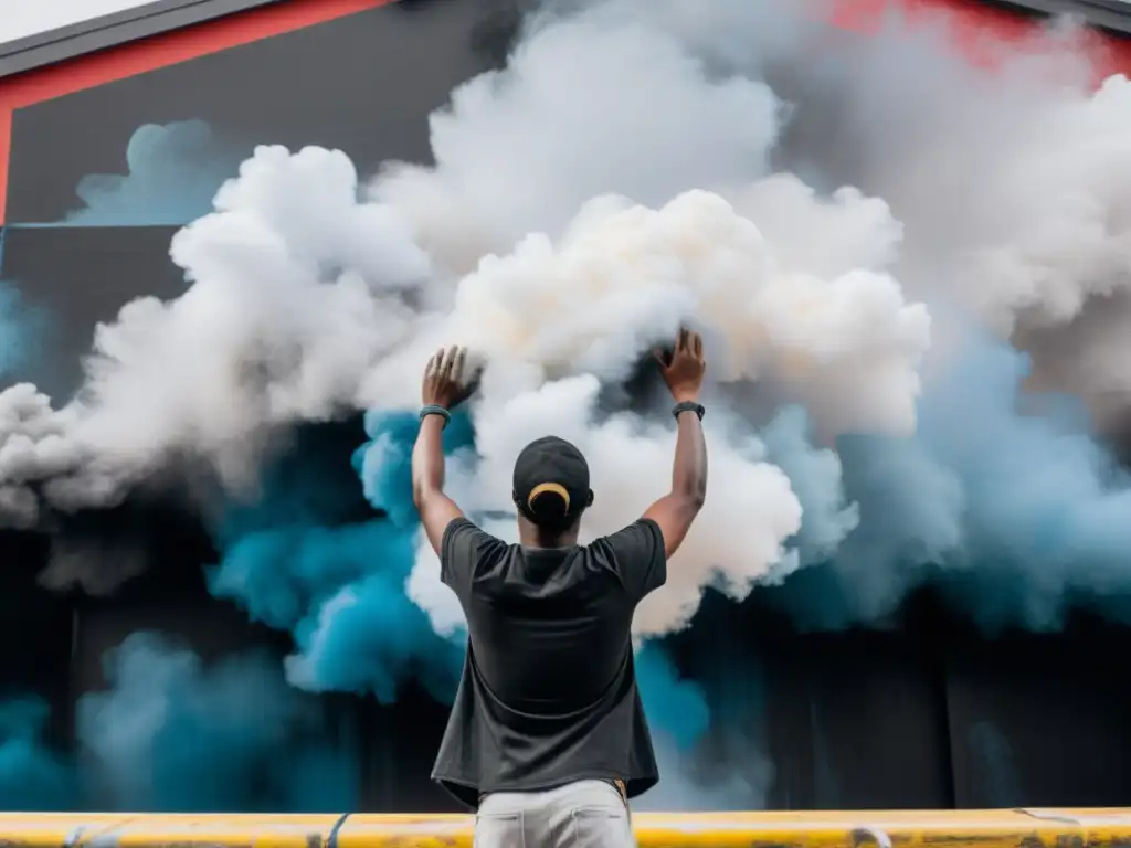 Artista desafiante crea mural en resistencia, simbolizando la lucha por la libertad de expresión artística en regímenes autoritarios