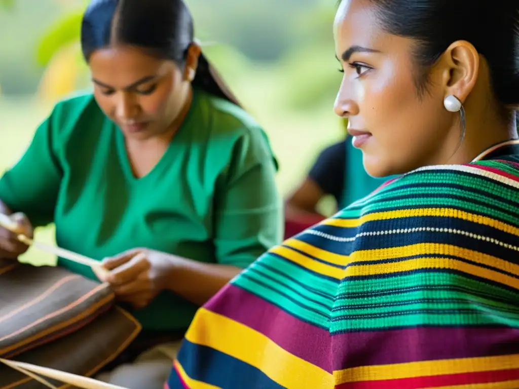 Artistas indígenas tejen textiles tradicionales con técnicas ancestrales en comunidad rural de México, reconocimiento internacional artesanía étnica