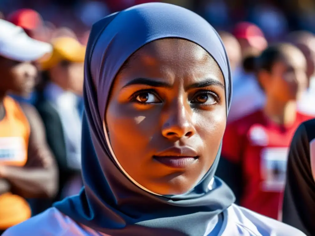 Una atleta femenina desafiando normas de vestimenta en el deporte, mostrando fuerza y determinación