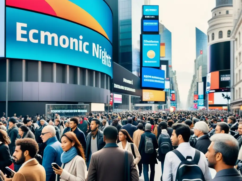 En la bulliciosa calle de la ciudad, la digitalización impacta la economía y los derechos humanos, entre anuncios y protestas históricas