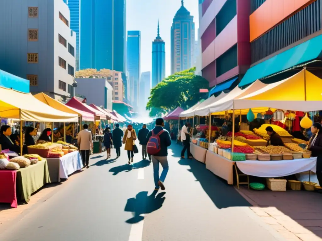 Un bullicioso mercado callejero donde la comunidad muestra su ingenio para combatir la pobreza