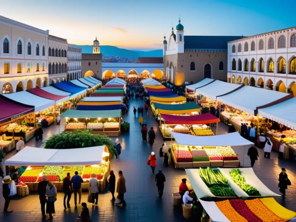 Un bullicioso mercado multicultural con diversidad cultural fortaleza derechos humanos