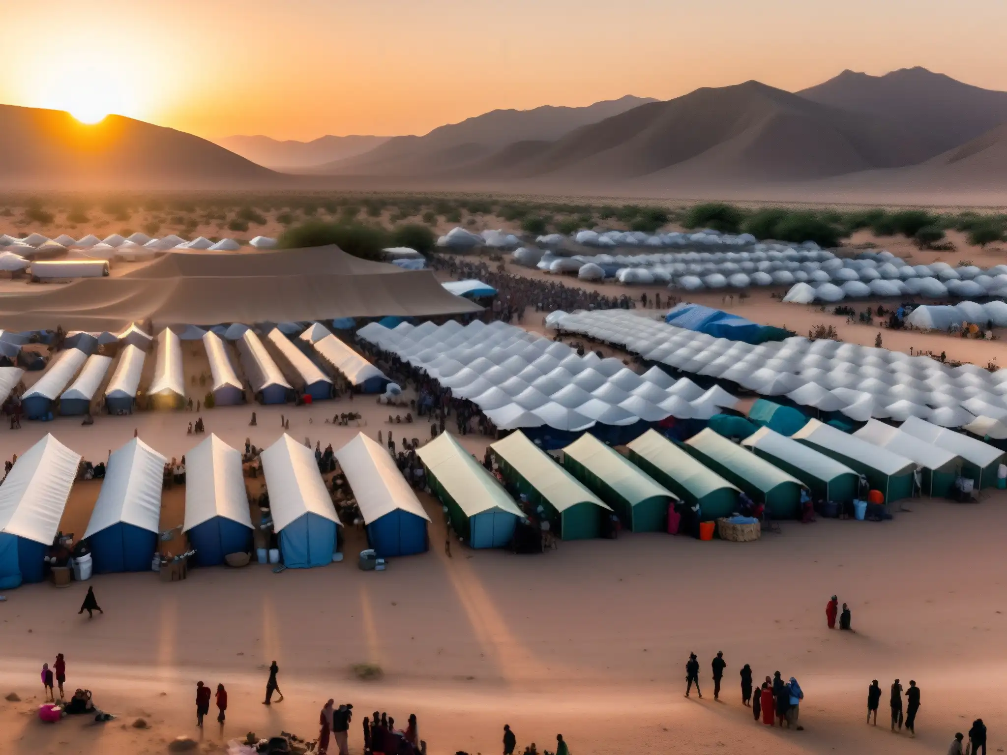 Campamento de refugiados en desierto árido: comunidad resiliente adapta a nueva realidad