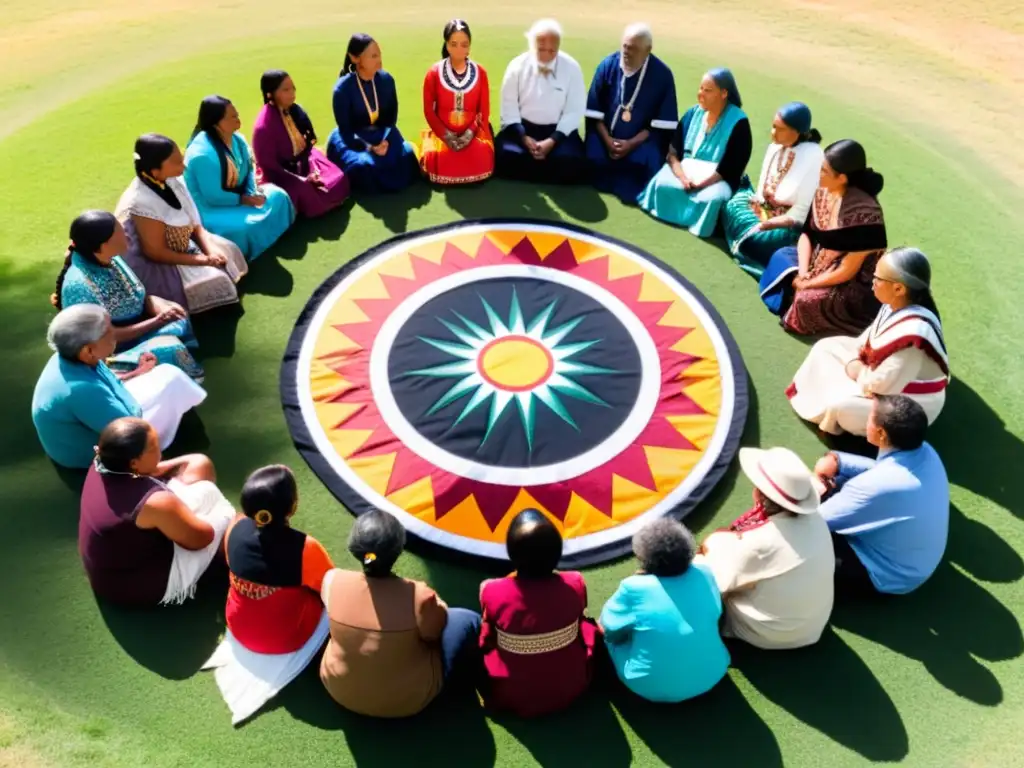 Una ceremonia de justicia comunitaria al aire libre, donde la comunidad se une en la reconstrucción del tejido social