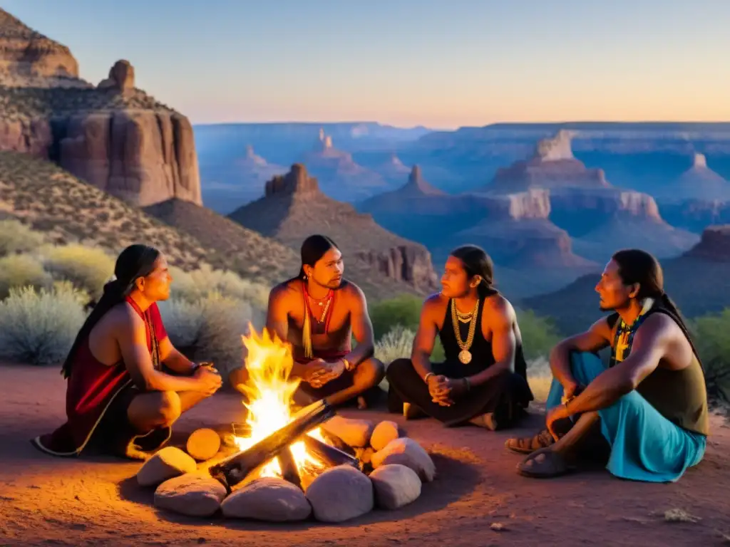 Ceremonia sagrada apache en Oak Flat: miembros tribales reunidos alrededor del fuego, expresando conexión con la tierra y su herencia cultural