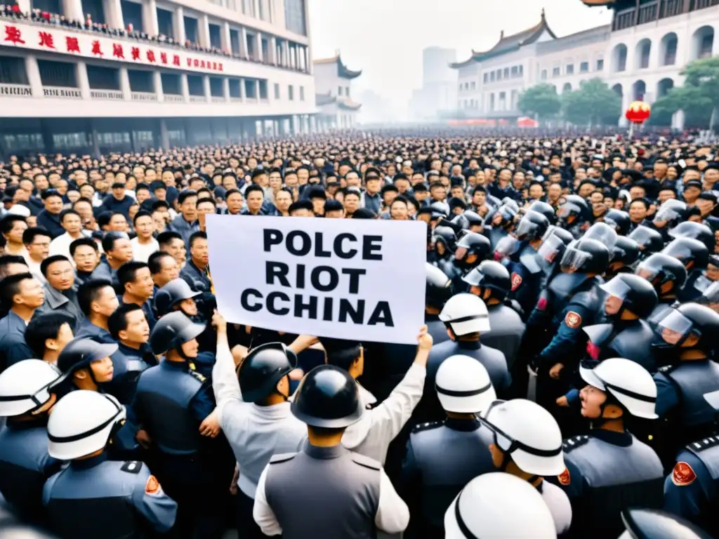 Manifestación en China por los derechos civiles, enfrentando represión policial