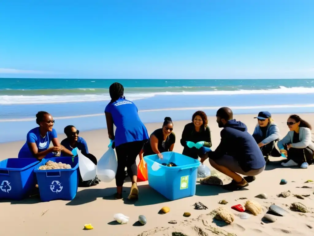 Participación ciudadana en lucha contra cambio climático: Grupo diverso limpia la playa, recoge desechos y habla sobre conservación ambiental