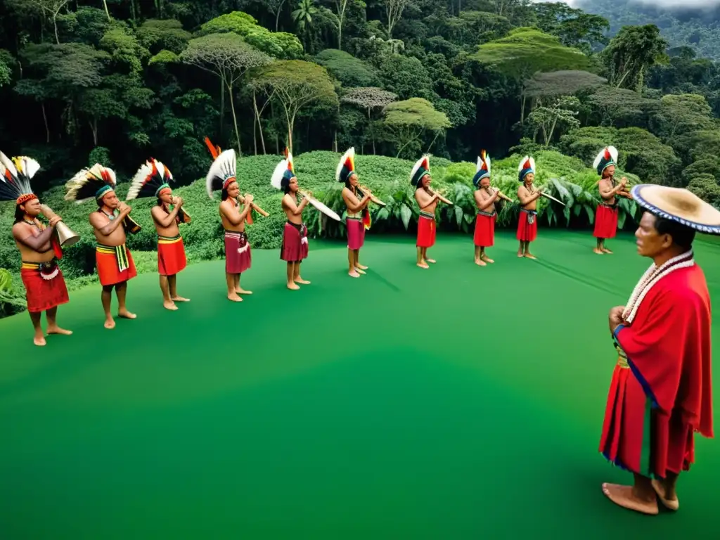 La comunidad Kichwa Sarayaku defiende la Amazonía, con atuendos tradicionales y una ceremonia espiritual en la selva