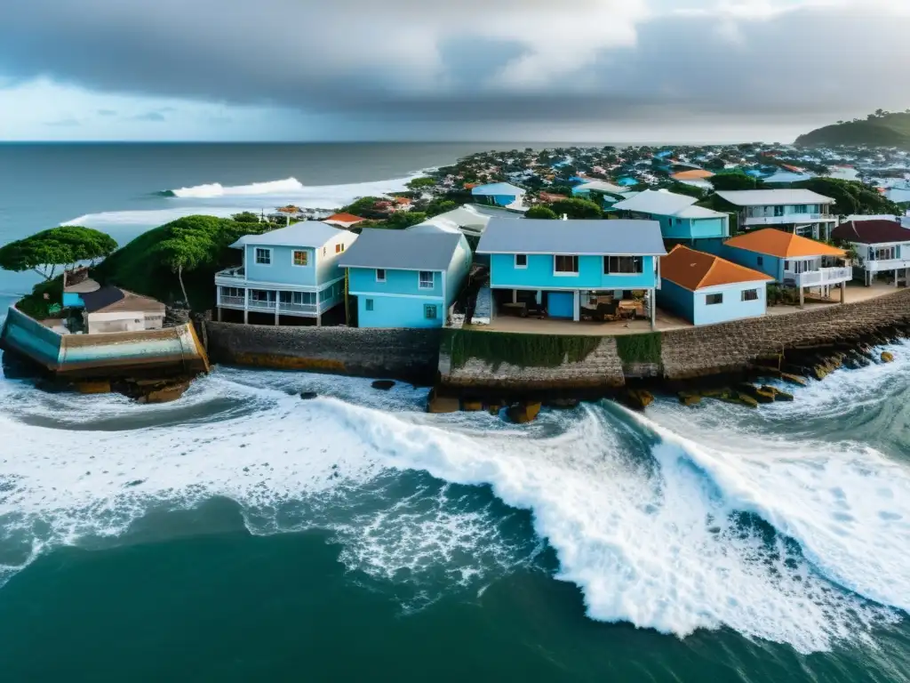 Comunidad costera amenazada por el impacto del aumento del nivel del mar, urgencia de acción frente al cambio climático