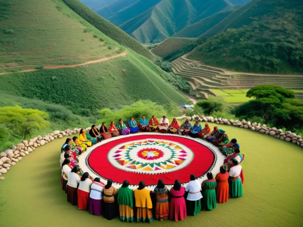 Comunidad Triqui en Oaxaca, México, realiza ritual de búsqueda de justicia con coloridos atuendos y paisaje impresionante