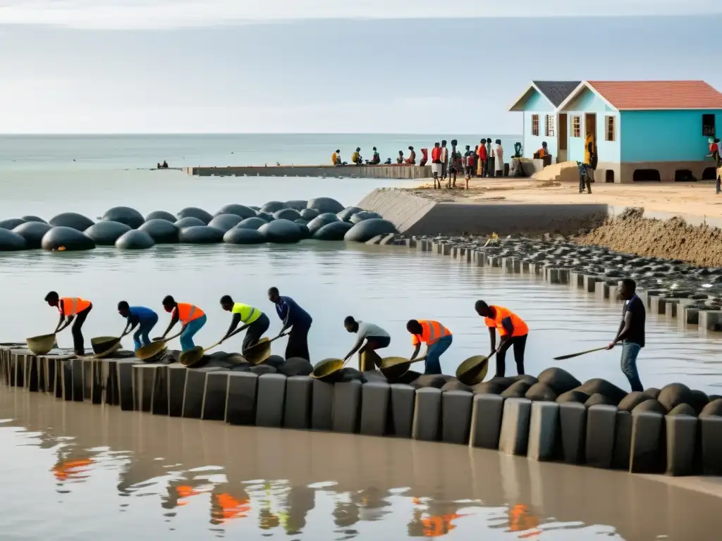 Comunidades en peligro construyen un muro de contención con financiamiento y apoyo internacional frente al aumento del nivel del mar