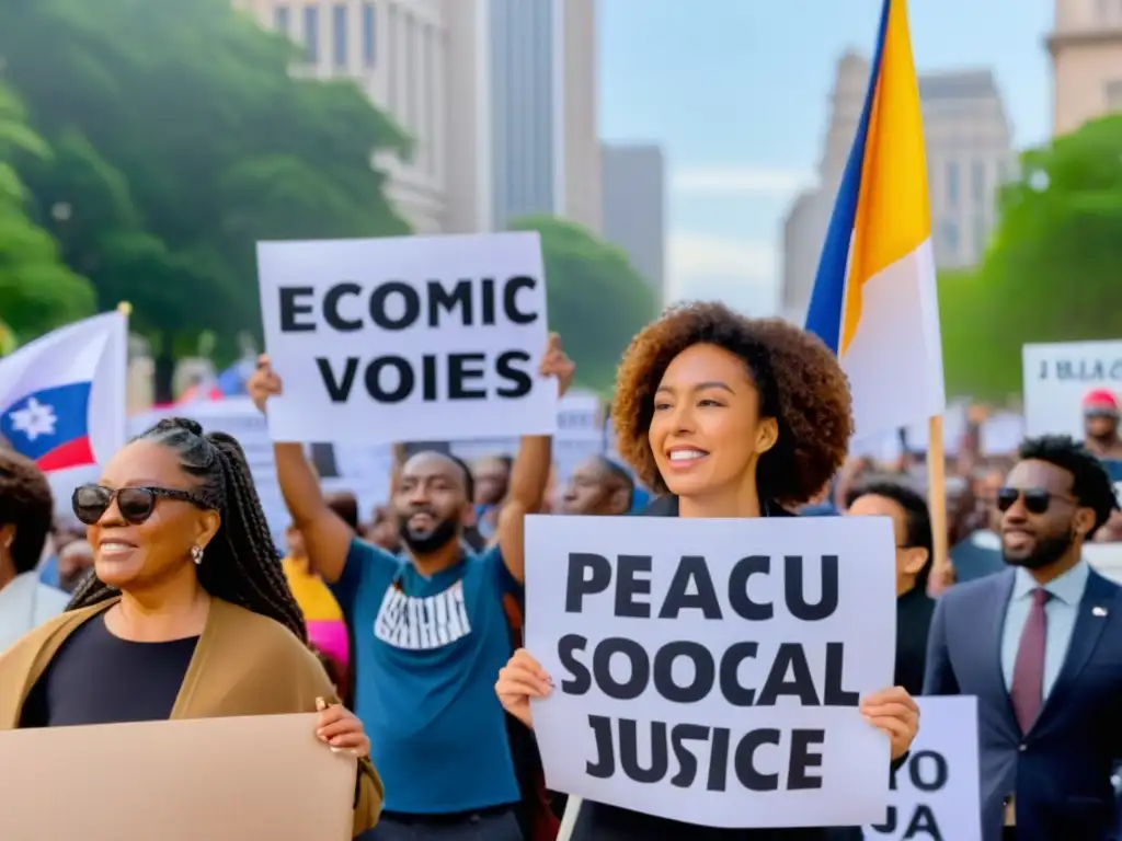 Manifestación por la protección de los derechos económicos en América