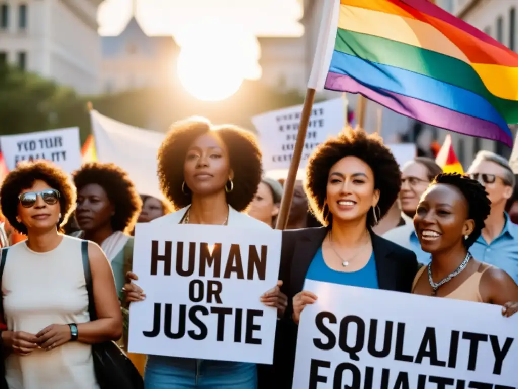 Manifestación de derechos humanos LGBTIQ+ con diversidad e interseccionalidad