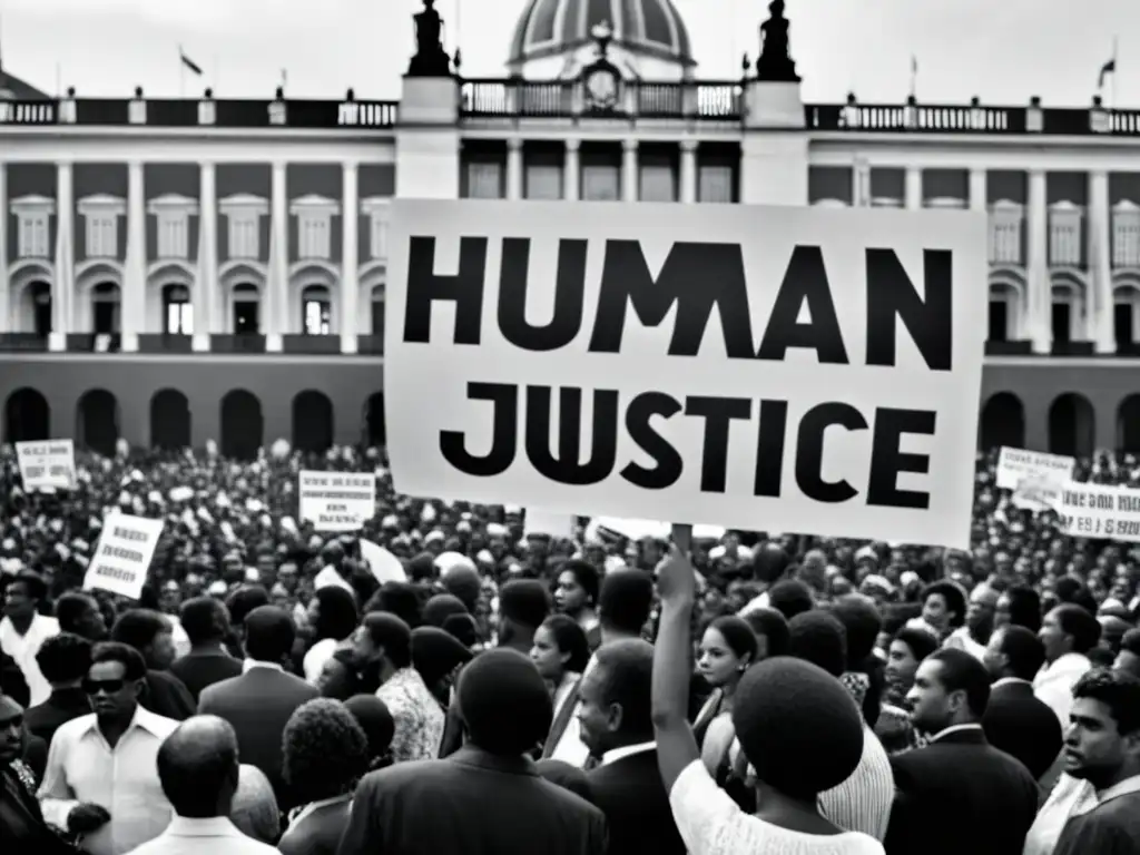 Manifestación por los derechos humanos en plaza de la ciudad, en la época de Operación Cóndor derechos humanos globales