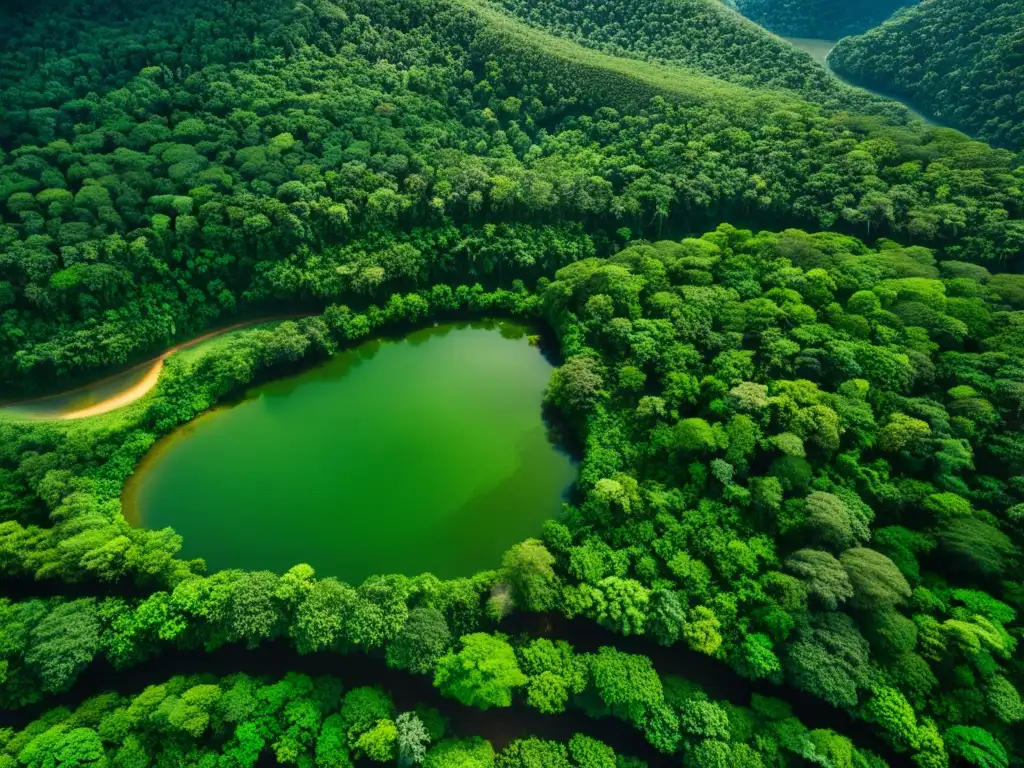 Derechos indígenas en Montes Tumucumaque: una exuberante selva tropical con ríos serpenteantes y una red de árboles verdes bajo la luz del sol