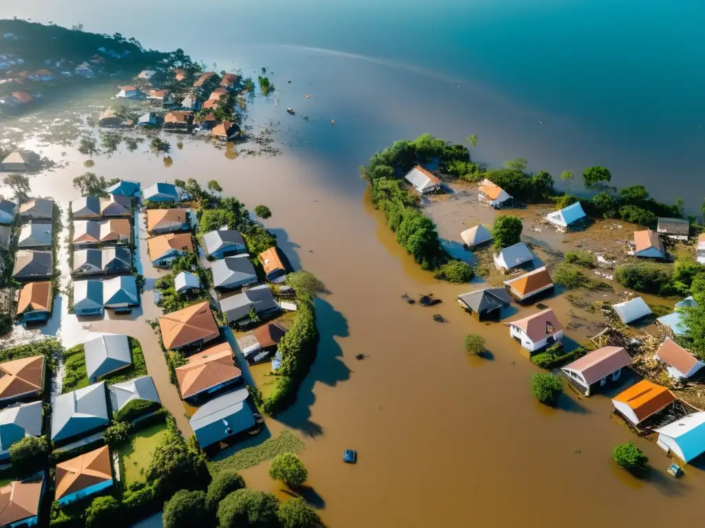 Desastre natural: ciudad costera devastada, rescate urgente y responsabilidad humana en desastres naturales