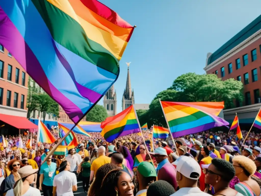 Desfile de derechos humanos LGTBIQ+ libertad expresión: diversidad, color y orgullo en marcha vibrante y unida