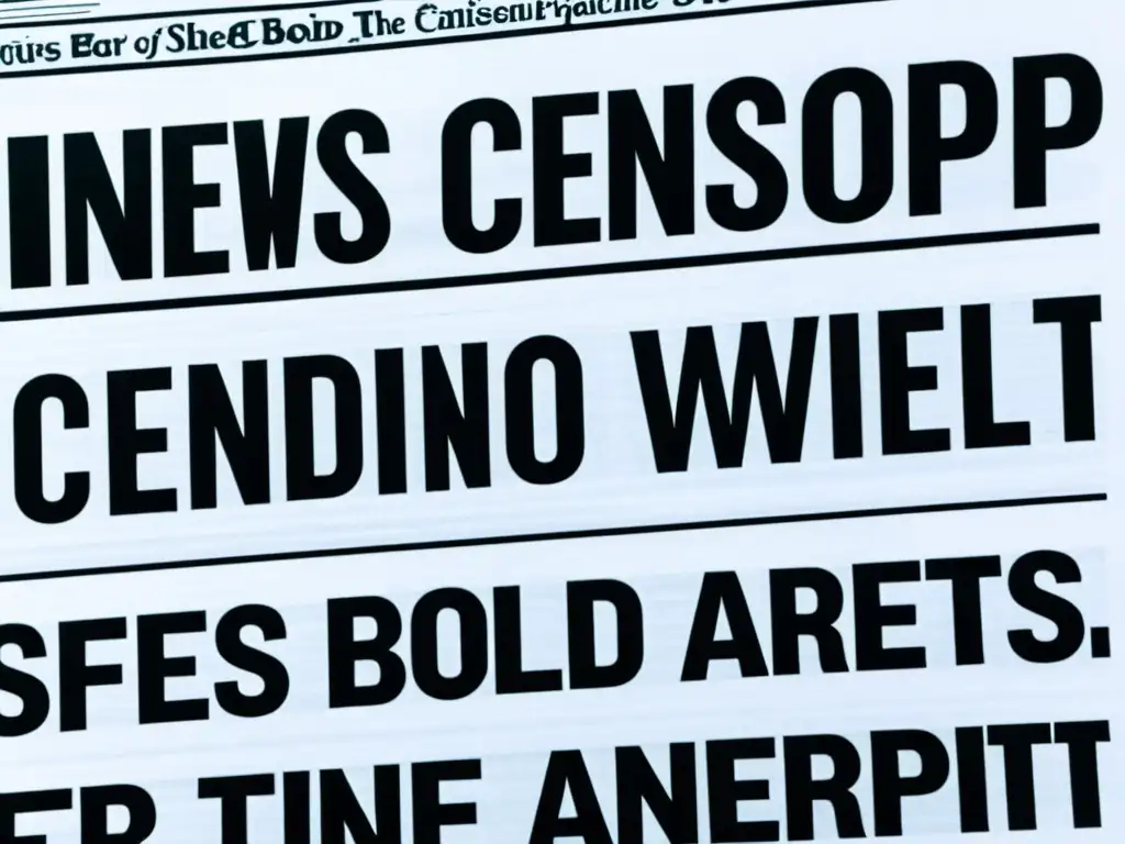 Detalle de un periódico con secciones censuradas en negro, mostrando la detección de censura en medios noticiosos