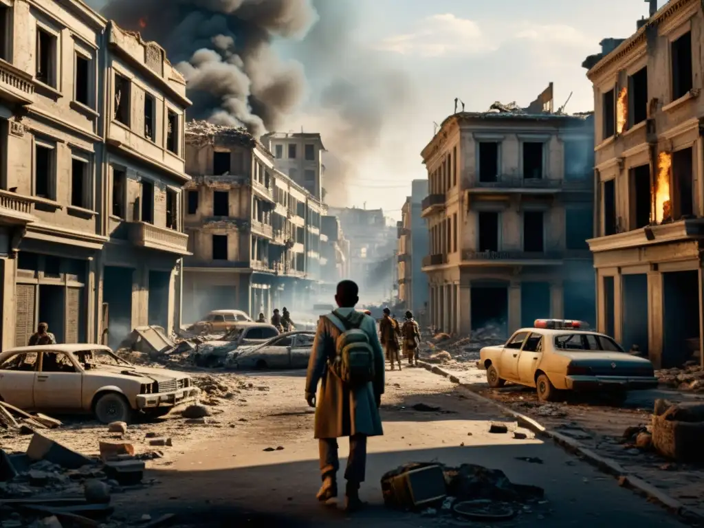 Devastación urbana: impacto del conflicto en la infraestructura civil Devastación en ciudad por crisis del derecho internacional humanitario