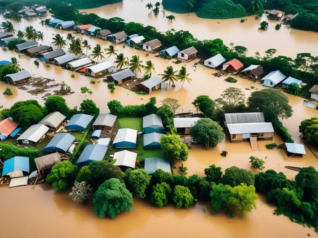 Devastación por desastre natural: familias desplazadas, casas inundadas y esfuerzos de ayuda humanitaria en una comunidad vulnerable