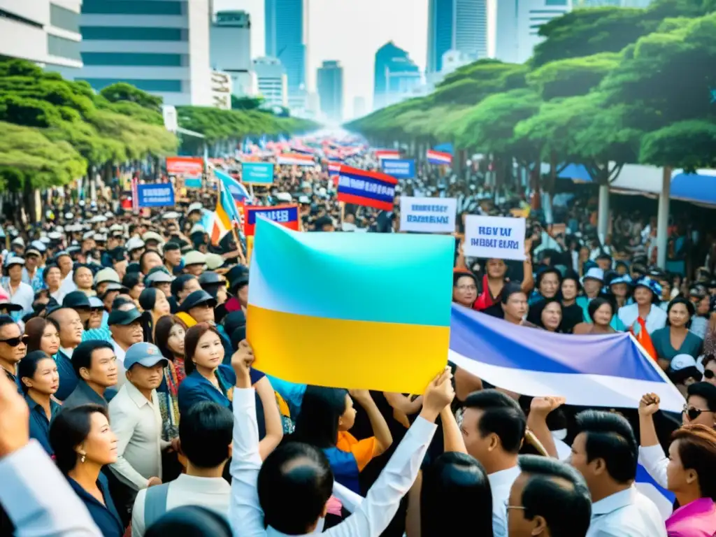Manifestación en Bangkok contra la dictadura: expresiones culturales de resistencia y unidad en Tailandia