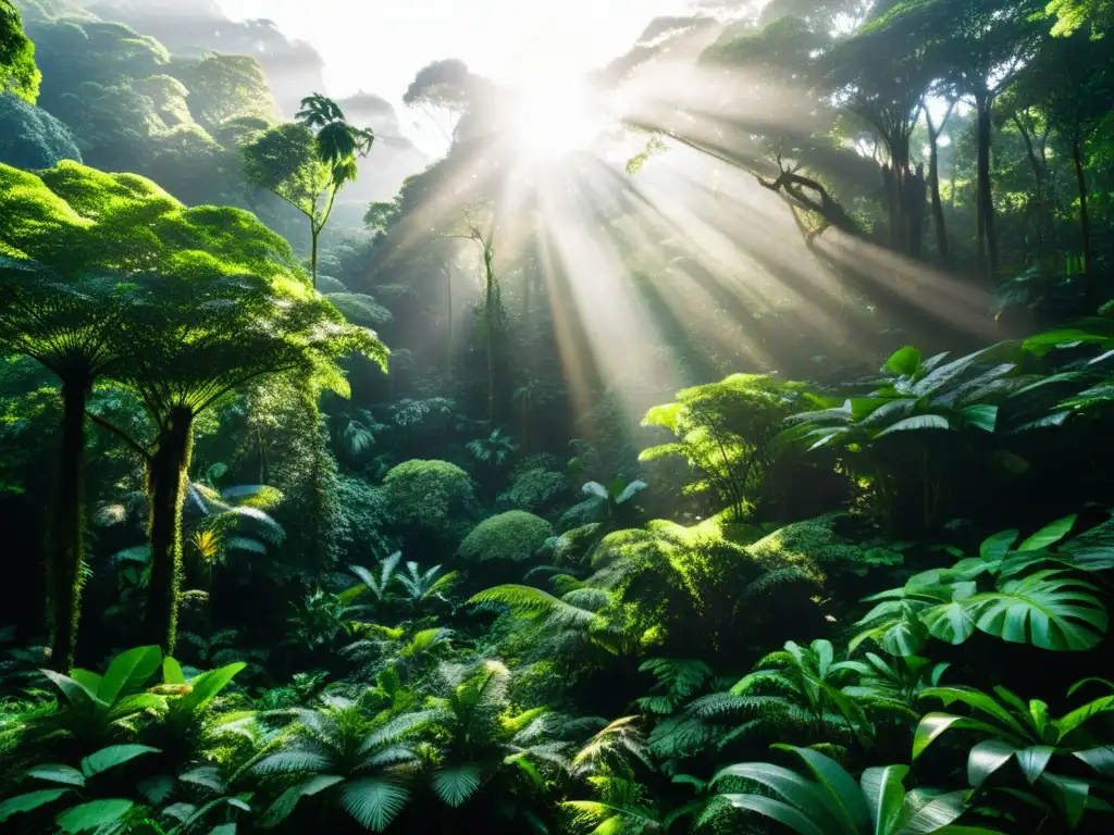 Dilema de recursos naturales y conflictos: impresionante selva tropical con una rica biodiversidad y un equilibrio delicado