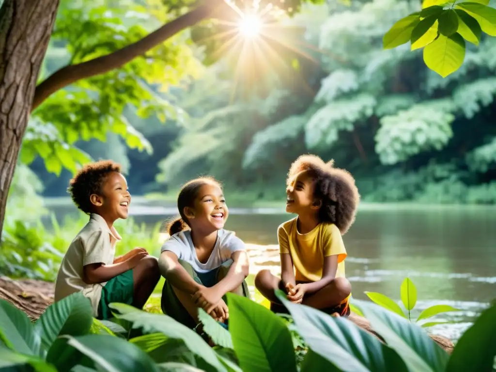 Diversidad y armonía en la naturaleza: niños explorando el bosque