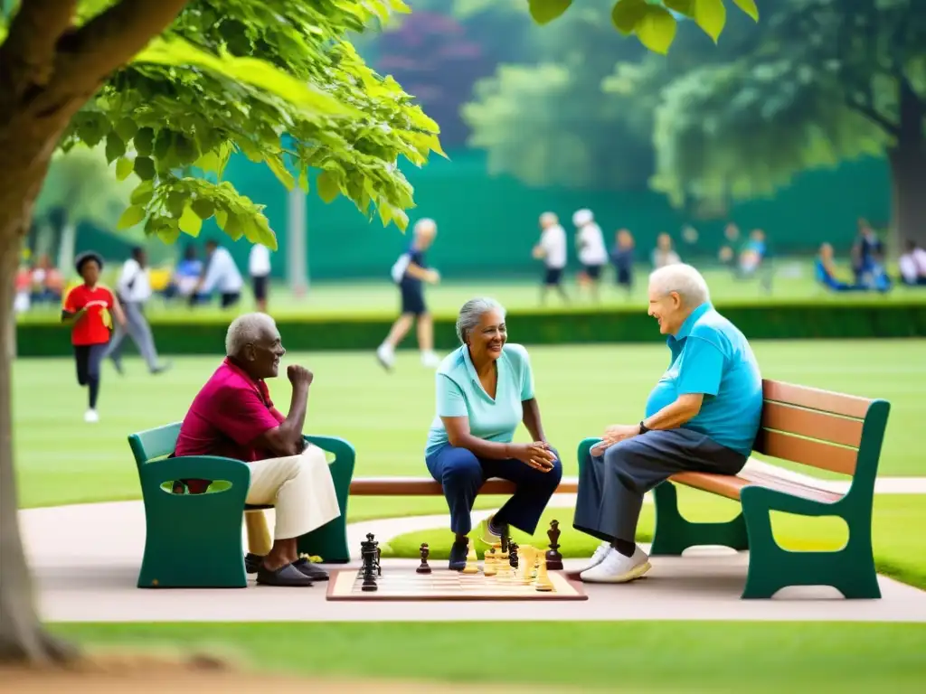 Diversidad de edades y actividades recreativas en un parque