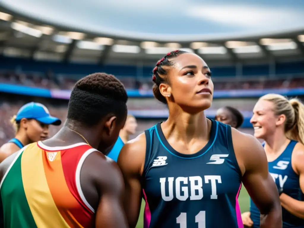 Un emocionante encuentro deportivo muestra la diversidad y unidad de atletas LGBT+ en el campo, reflejando la inclusión en el deporte