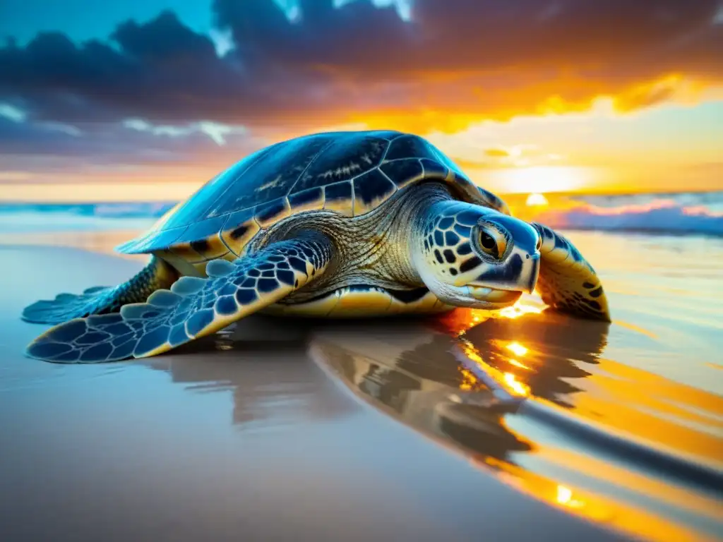 Un equipo de conservacionistas libera con cuidado una tortuga marina rehabilitada al océano al atardecer, demostrando el éxito de la protección legal de la biodiversidad