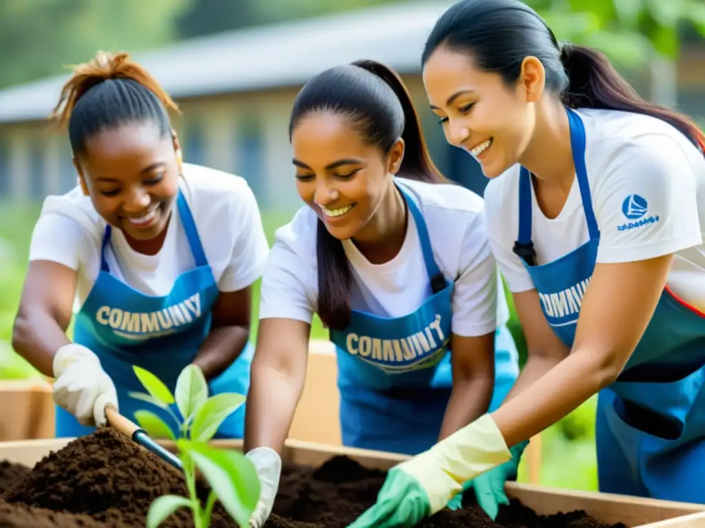 Equipo corporativo diverso trabajando en proyecto comunitario, reflejando la importancia de la transparencia corporativa