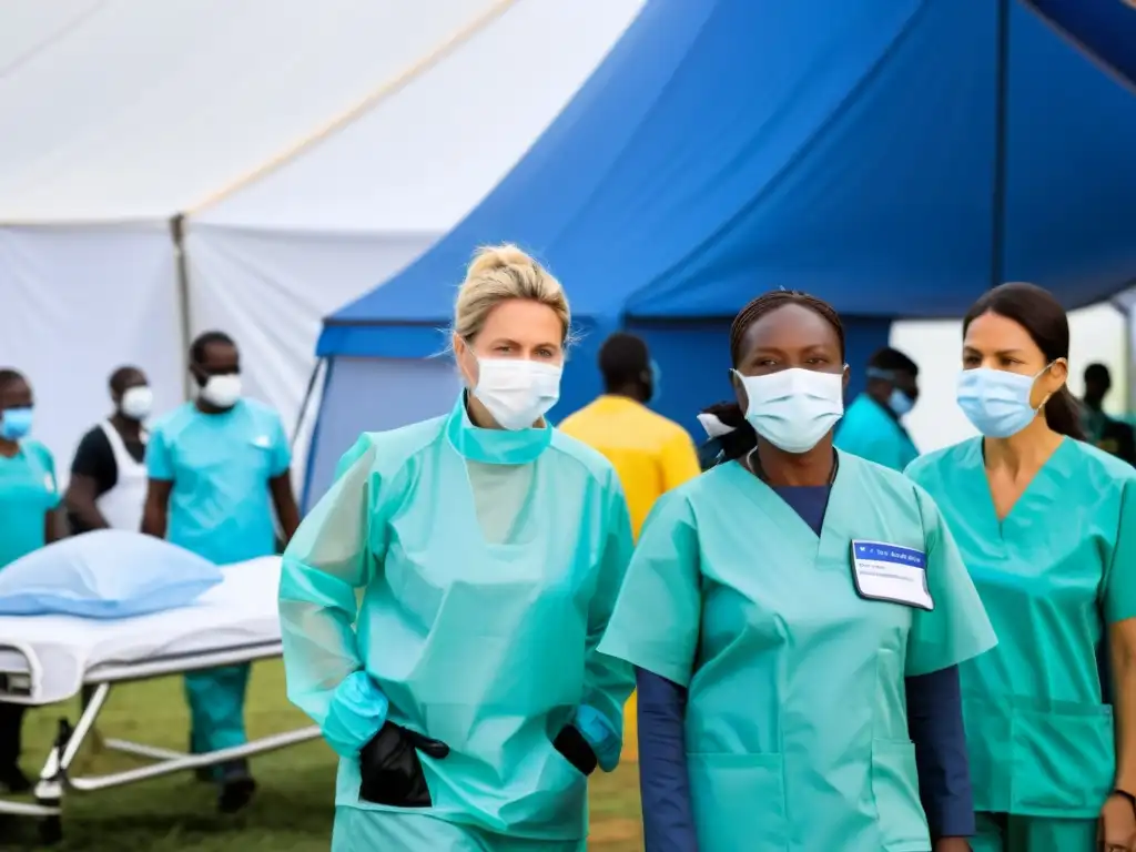 Un equipo diverso de trabajadores de la salud, cooperación internacional en crisis sanitarias globales