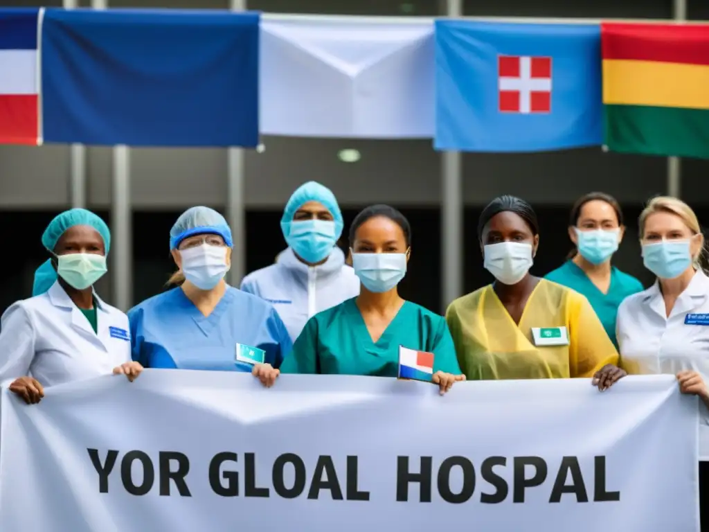 Equipo médico internacional unido en solidaridad para tratar a pacientes durante una crisis sanitaria global