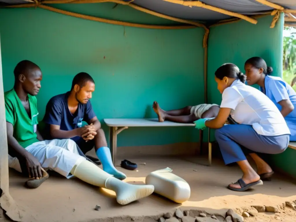 Equipo médico brinda prótesis en zona de conflicto, mostrando esperanza y resiliencia