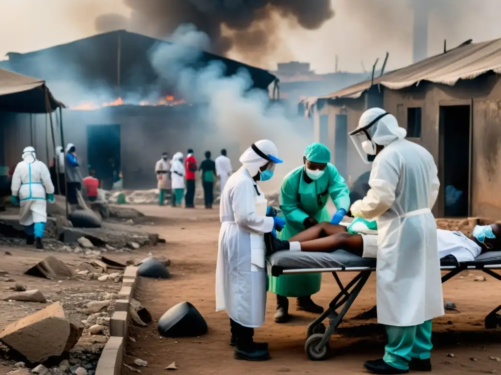 Equipo médico administra vacunas en zona de guerra, estrategias prevención enfermedades contagiosas guerra