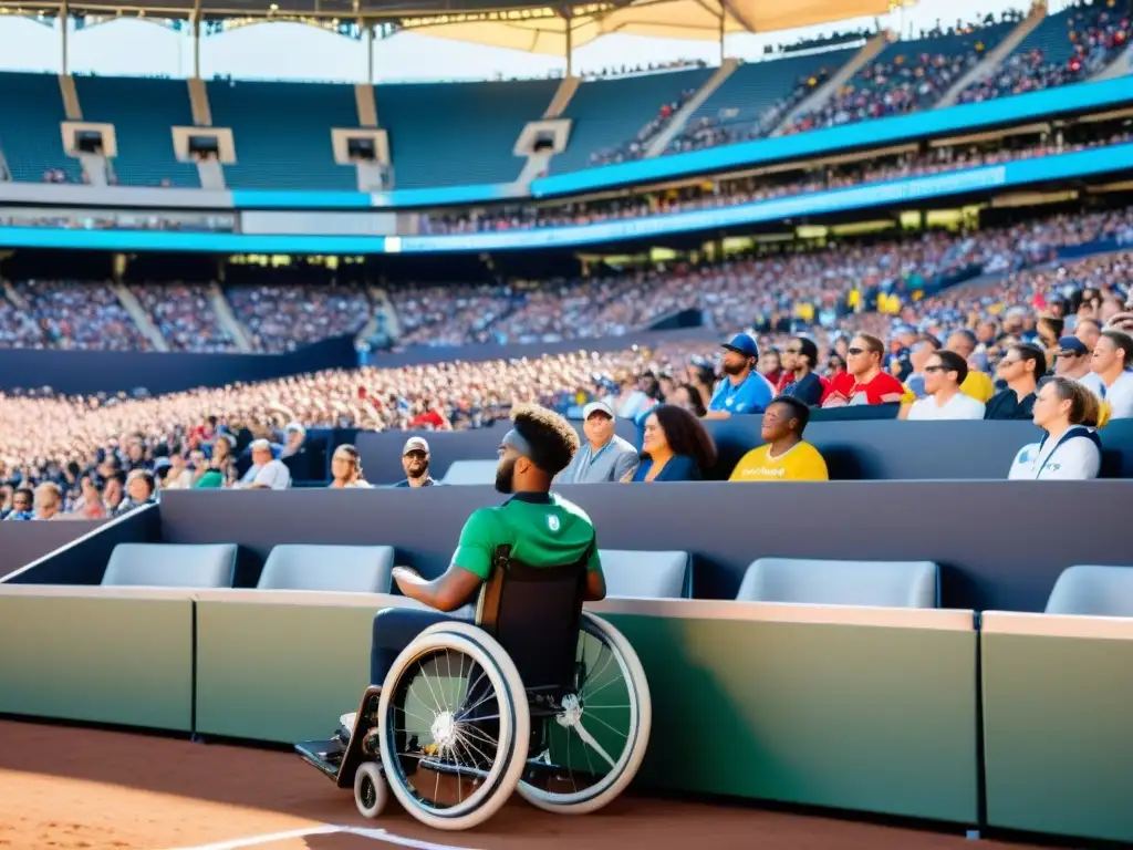 Estadio lleno de diversidad y accesibilidad, destacando la inclusión en eventos deportivos para todos