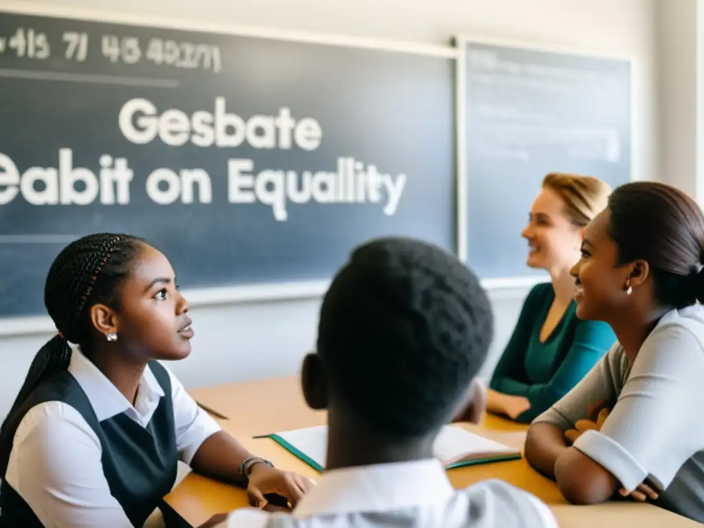 Estudiantes debatiendo en aula, integrando perspectiva de género derechos humanos