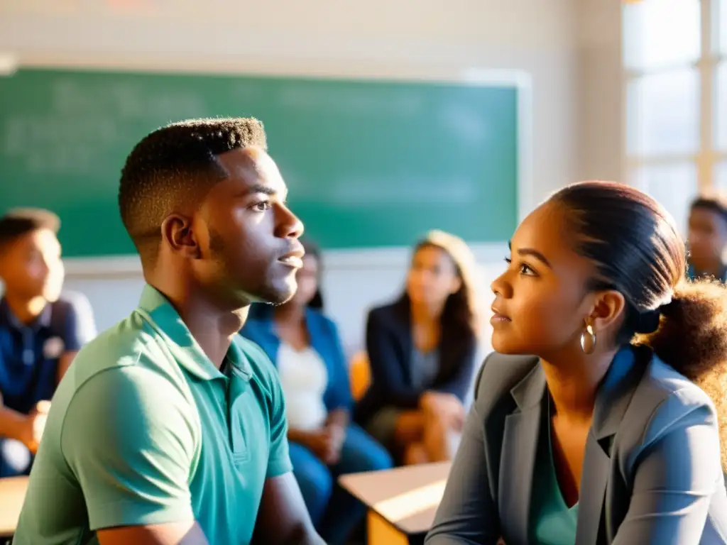 Estudiantes diversificados discuten la discriminación racial en un aula acogedora con educación para disminuir discriminación racial