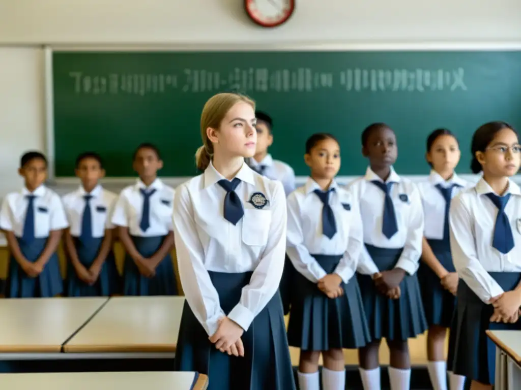 Estudiantes y profesor en aula, reflejando el impacto del adoctrinamiento en educación