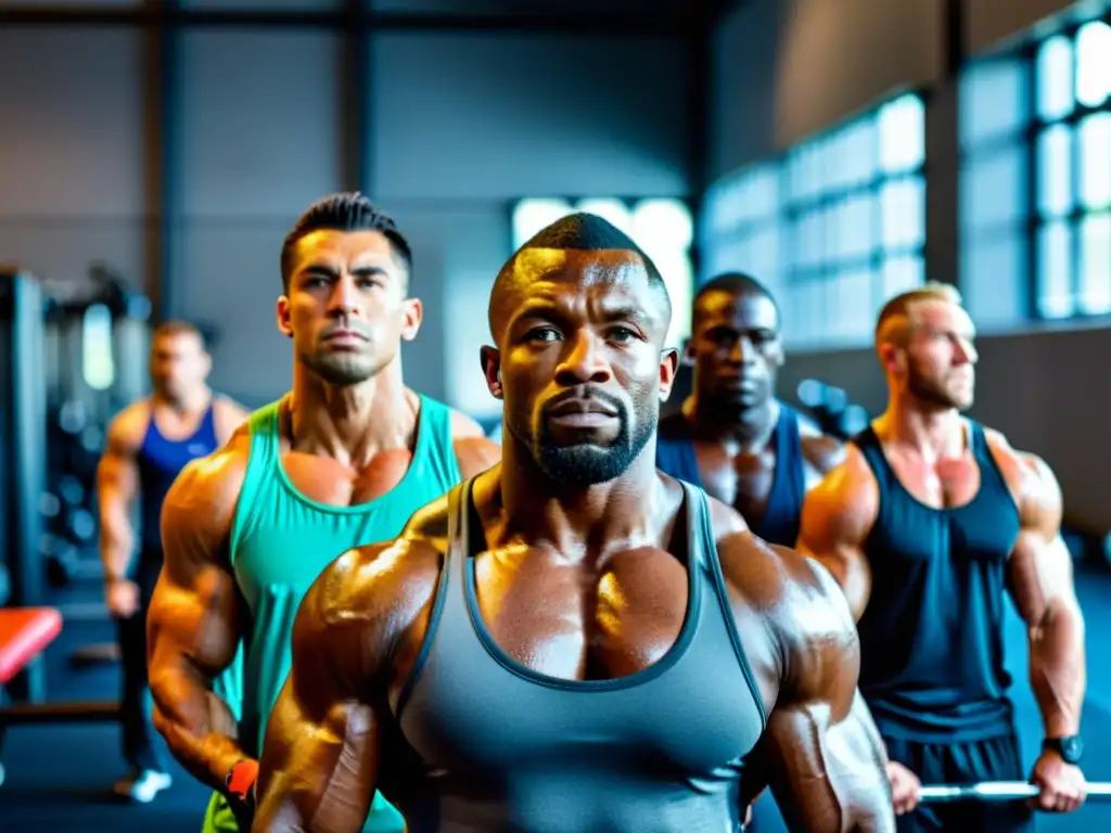 Exconvictos en gym, levantando pesas con determinación