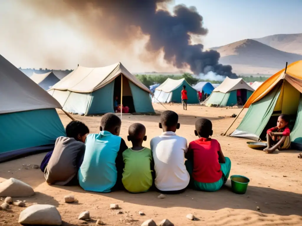 Familias desplazadas en un campamento improvisado por la falta de Acción Internacional en Conflictos Desatendidos