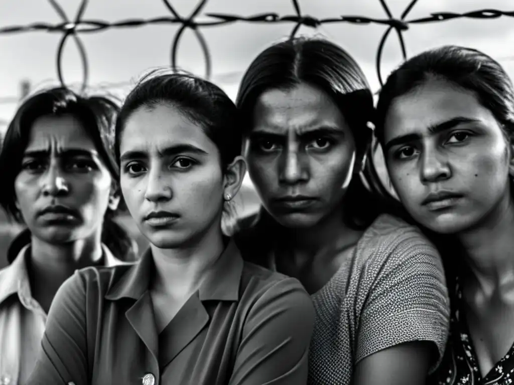 Foto en blanco y negro de personas angustiadas frente a una alambrada, simboliza la represión en Paraguay y los derechos humanos vulnerados