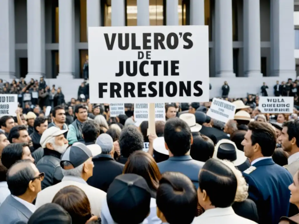 Manifestación frente a la corte en protesta por la práctica macabra represión Argentina